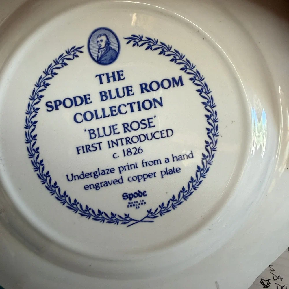 Vintage Spode Blue Room British Flowers Collection Set of 4 Plates Blue 10.5in